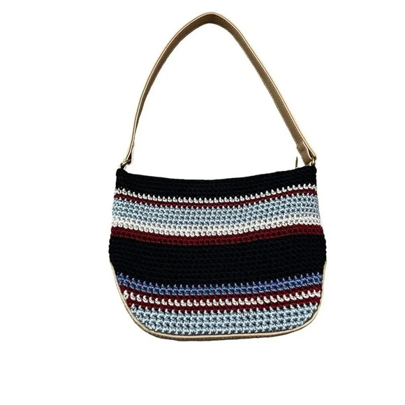 The Sak RED WHITE BLUE Crochet Shoulder Bag Boho Hippie Bohemian Purse Small - Picture 2 of 6